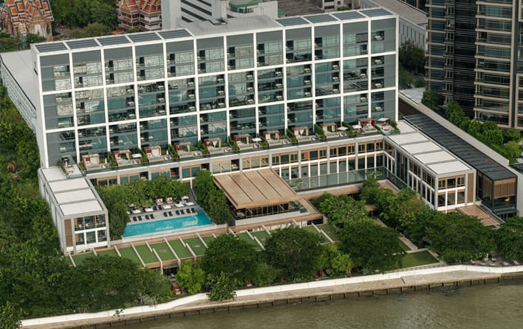 Capella Bangkok riverside hotel aerial